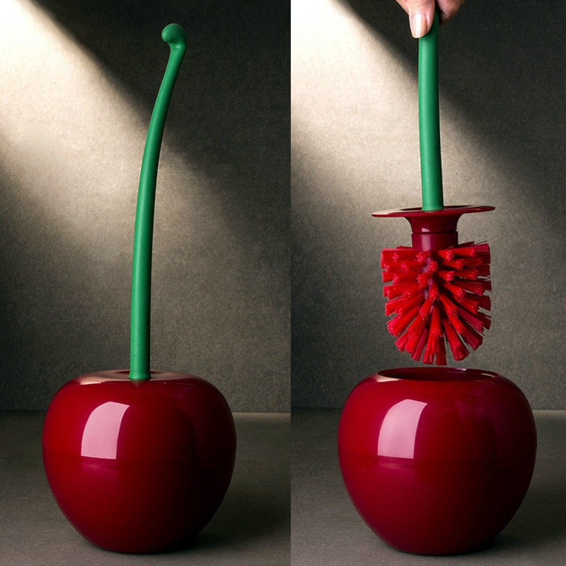 Toilet Brush And Holder Set With Modern Cherry Finish Dark Red NALANI
