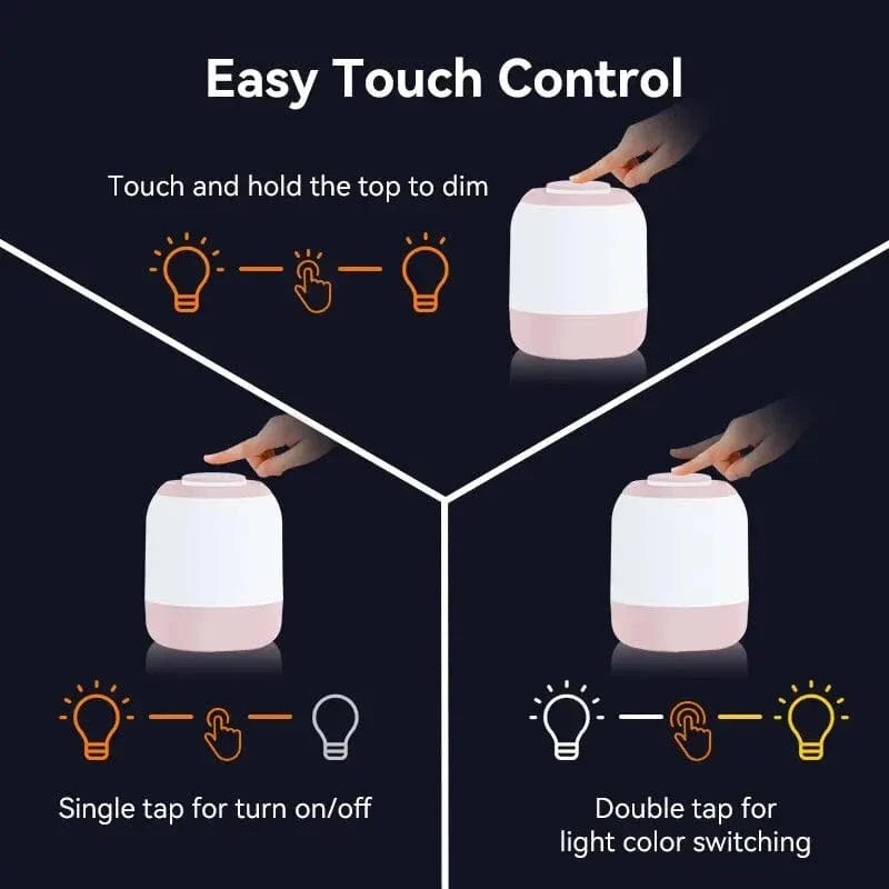 Touch Sensor LED Bedside Lamp For Kids USB Rechargeable NALANI