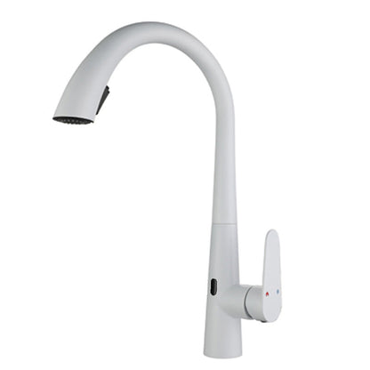 Touchless Gooseneck Kitchen Faucet With Pull Down Sprayer White Sensor NALANI