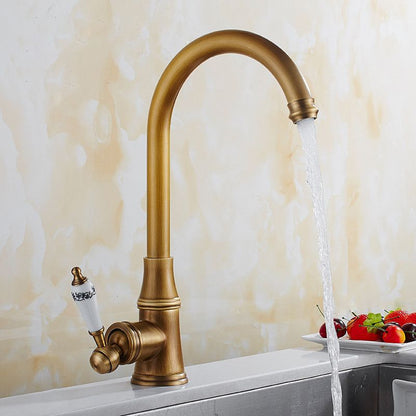 Traditional 1-Hole Gooseneck Kitchen Faucet Spout Swivel NALANI
