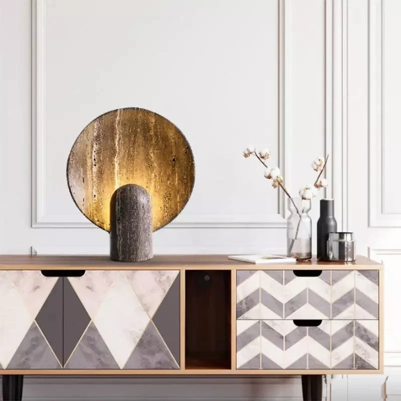Travertine Stone Lamp for Elegant Home Decor and Ambient Lighting NALANI