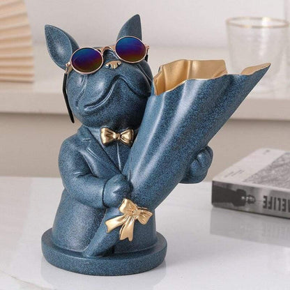 Trendy French Bulldog Vase Perfect for Home Decor and Gifting Blue NaLani