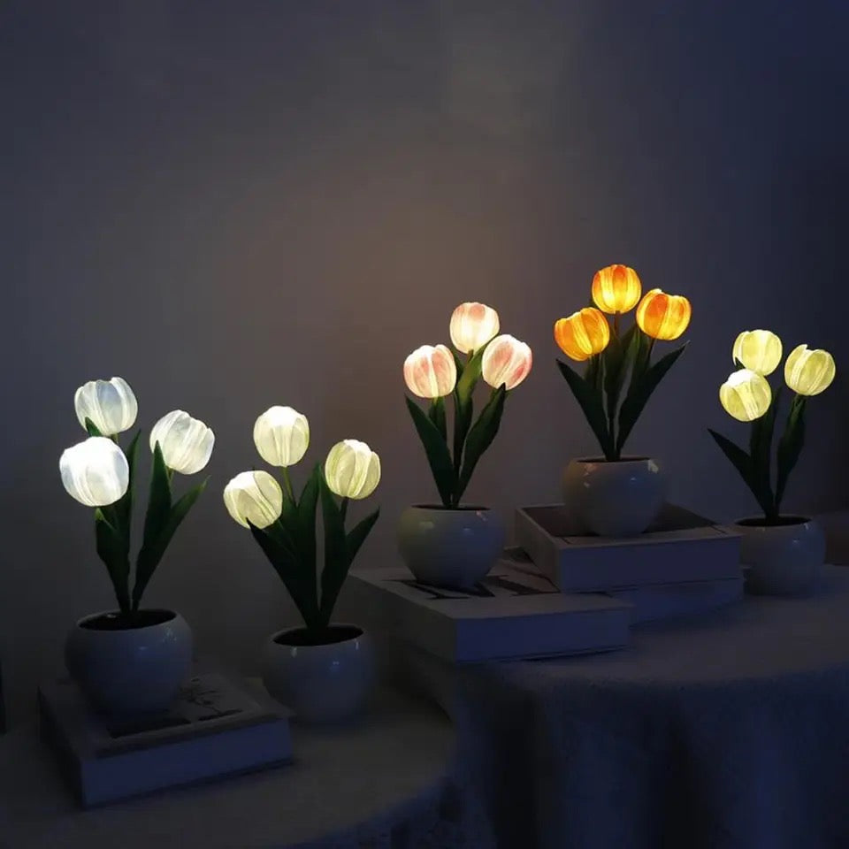 Tulip Night Lamp Ceramic Flower Night Light For Home NALANI
