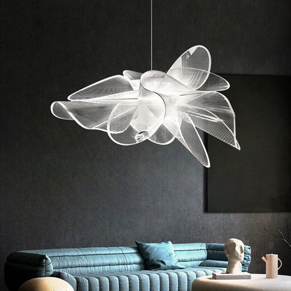 Tulle Like Floral Chandelier LED Cafe Pendant Light White NALANI