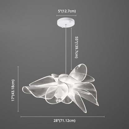 Tulle Like Floral Chandelier LED Cafe Pendant Light White NALANI