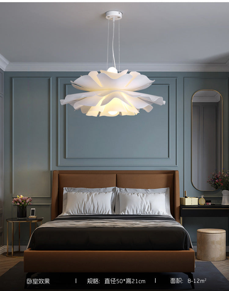 Tulle Like Floral Chandelier LED Cafe Pendant Light White NALANI