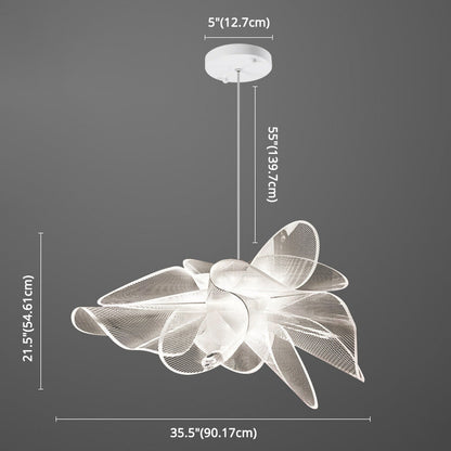 Tulle Like Floral Chandelier LED Cafe Pendant Light White NALANI
