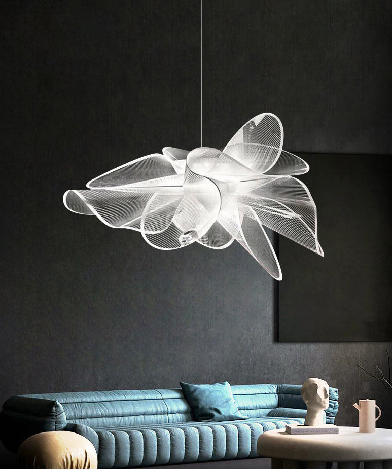 Tulle Like Floral Chandelier LED Cafe Pendant Light White NALANI