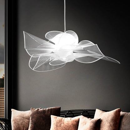 Tulle Like Floral Chandelier LED Cafe Pendant Light White NALANI