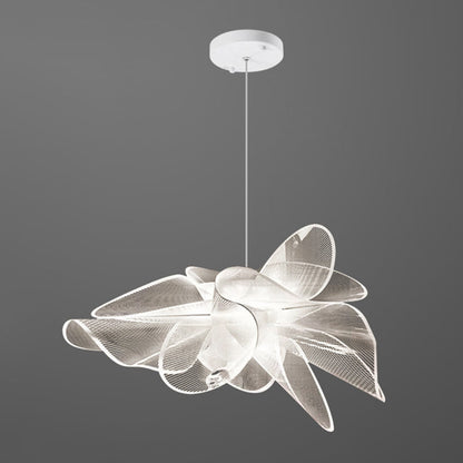 Tulle Like Floral Chandelier LED Cafe Pendant Light White White NALANI