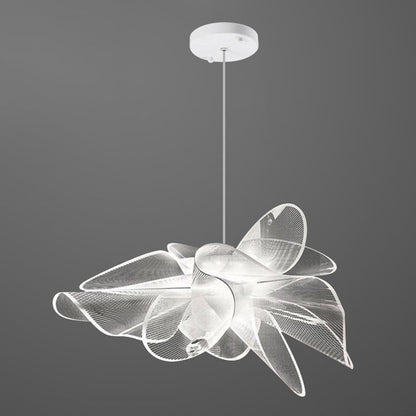 Tulle Like Floral Chandelier LED Cafe Pendant Light White White White NALANI