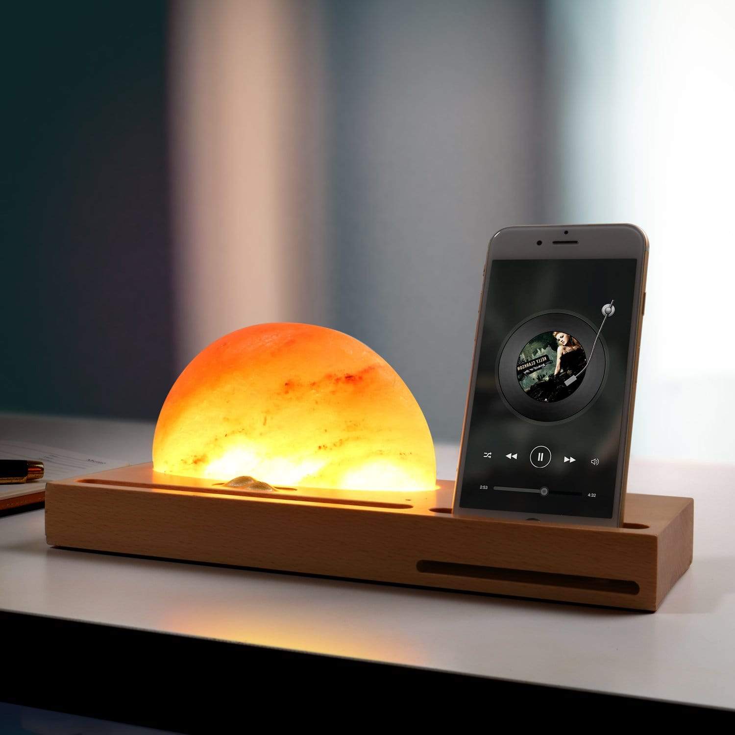 Unique Himalayan Salt Air Purifier Lamp Modern Design NALANI