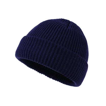 Unisex Autumn Winter Knitted Beanie Hat for Warmth Everyday Dark blue One Size NALANI