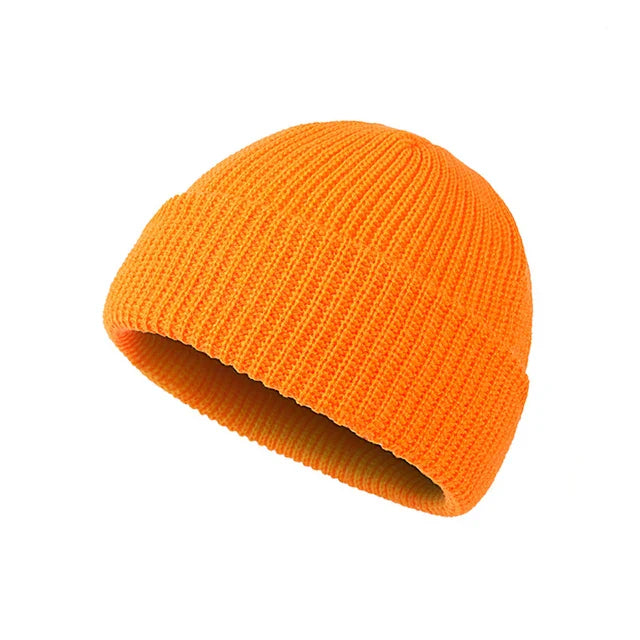 Unisex Autumn Winter Knitted Beanie Hat for Warmth Everyday Orange One Size NALANI