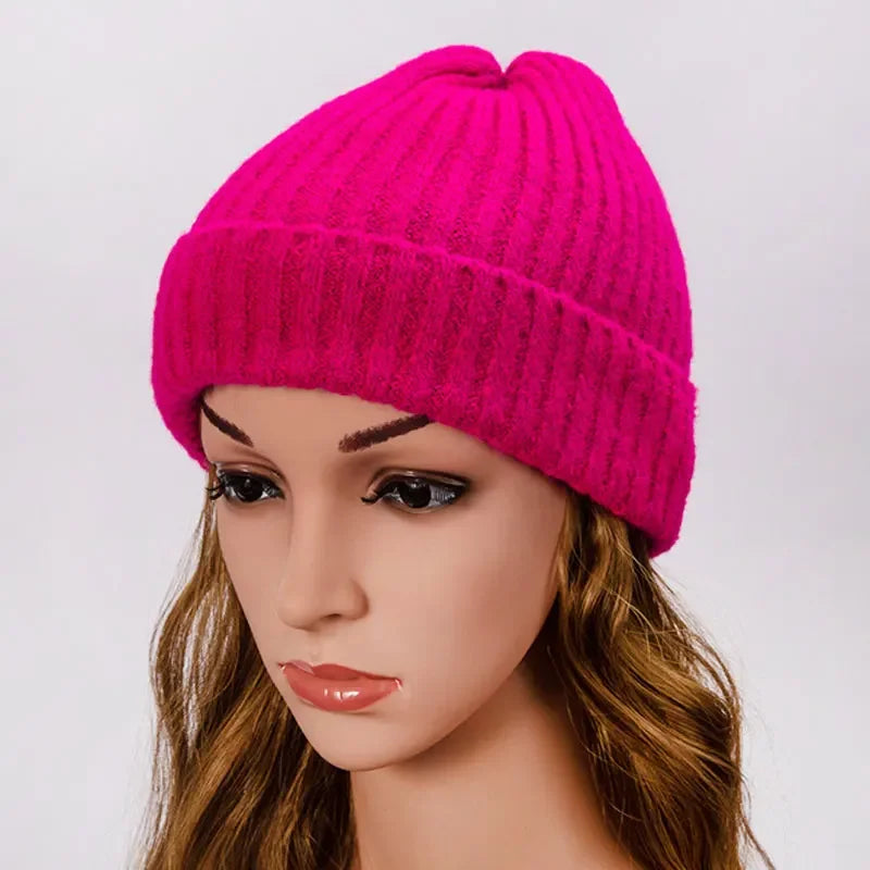Unisex Wool Blend Striped Knit Beanie Winter Ski Cap NALANI