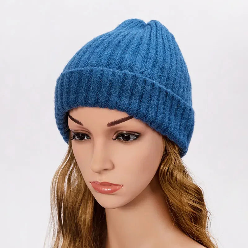 Unisex Wool Blend Striped Knit Beanie Winter Ski Cap NALANI