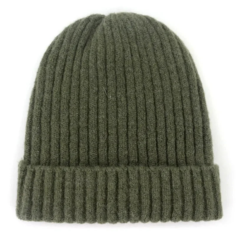 Unisex Wool Blend Striped Knit Beanie Winter Ski Cap Army green NALANI