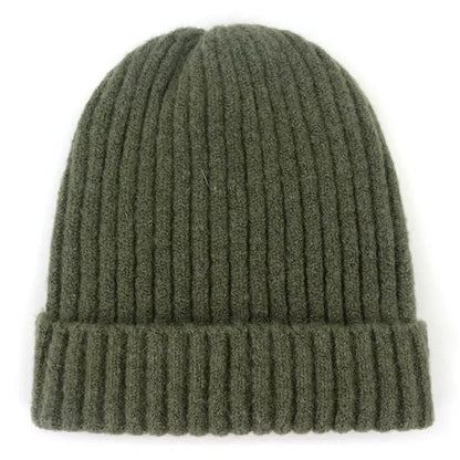 Unisex Wool Blend Striped Knit Beanie Winter Ski Cap Army green NALANI