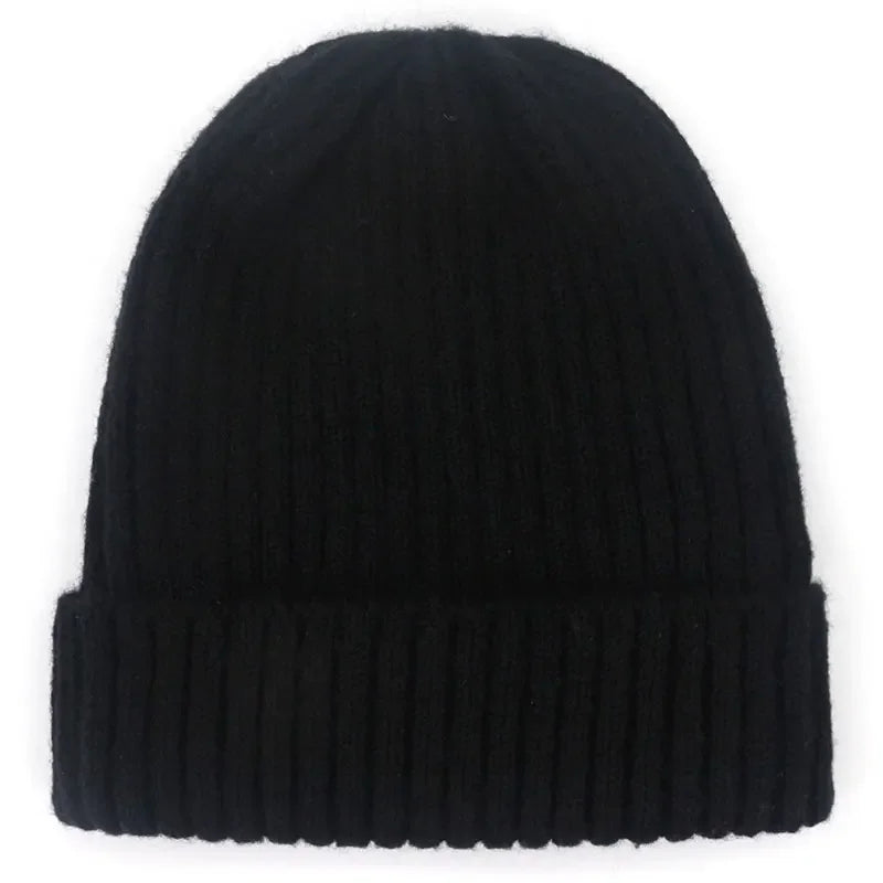 Unisex Wool Blend Striped Knit Beanie Winter Ski Cap Black NALANI