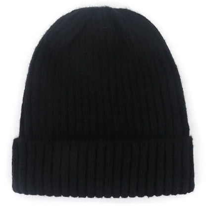 Unisex Wool Blend Striped Knit Beanie Winter Ski Cap Black NALANI