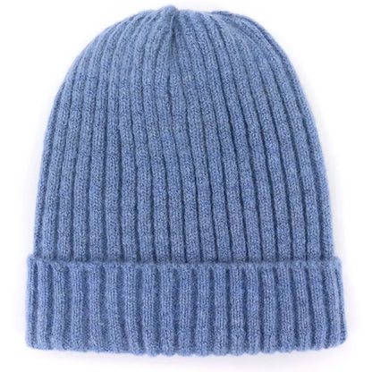 Unisex Wool Blend Striped Knit Beanie Winter Ski Cap Blue NALANI