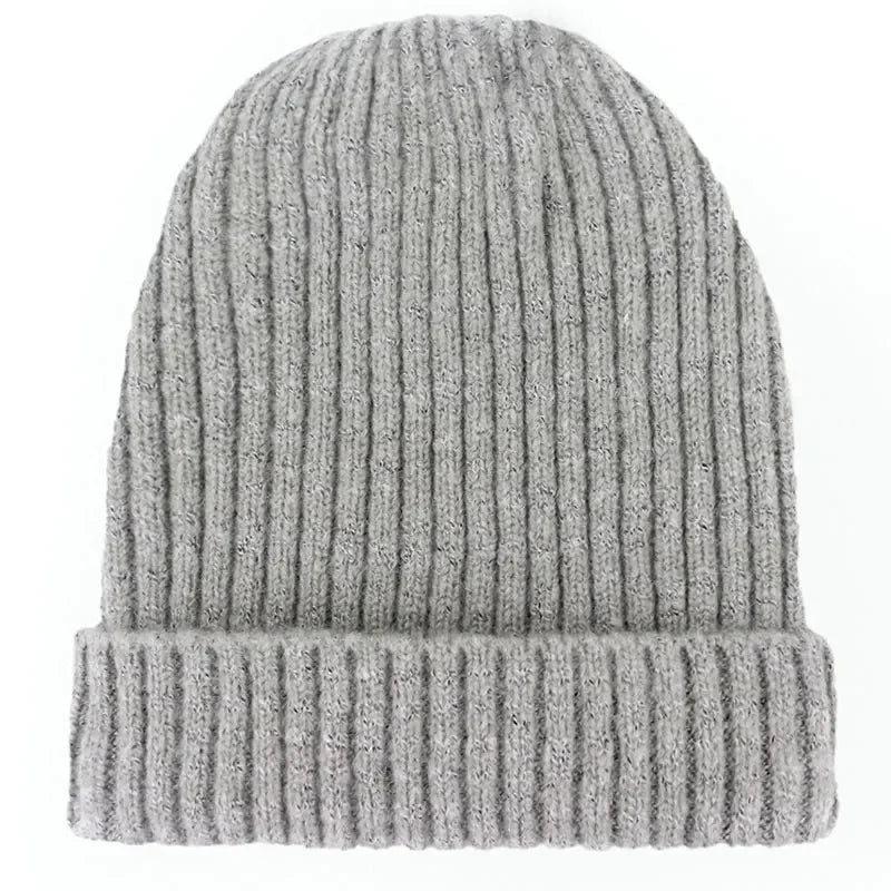 Unisex Wool Blend Striped Knit Beanie Winter Ski Cap Gray NALANI