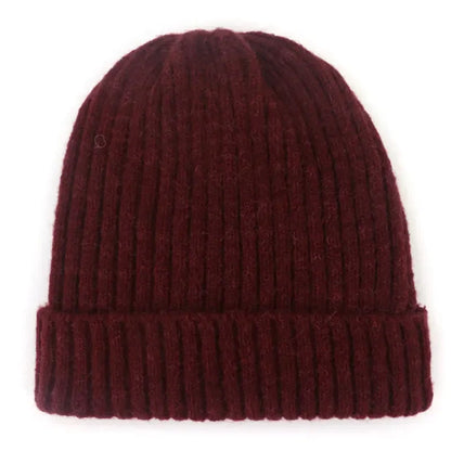 Unisex Wool Blend Striped Knit Beanie Winter Ski Cap Red NALANI