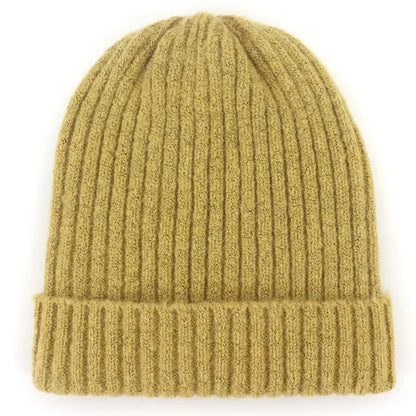 Unisex Wool Blend Striped Knit Beanie Winter Ski Cap Yellow NALANI