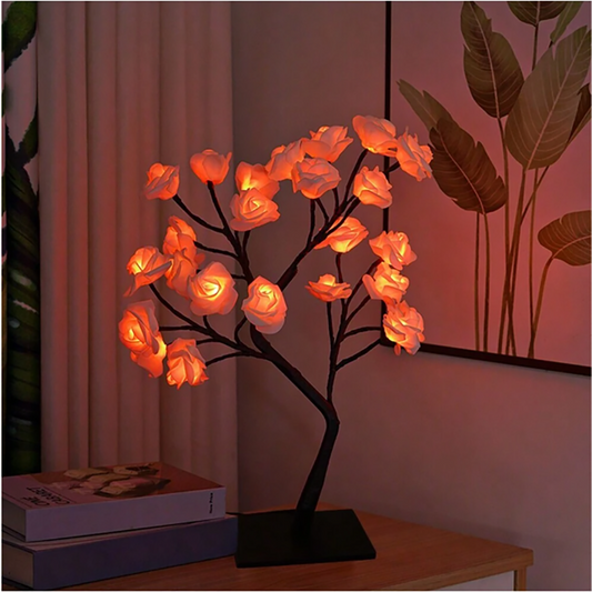 Vibrant Rose Tree LED Lamp for Enchanting Indoor Outdoor Glow Red NaLani