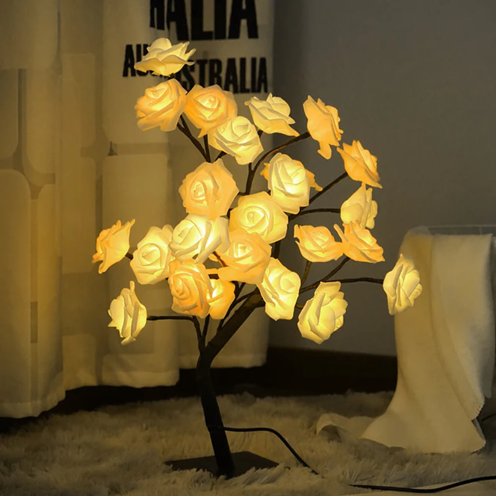 Vibrant Rose Tree LED Lamp for Enchanting Indoor Outdoor Glow NaLani