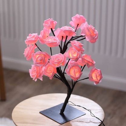 Vibrant Rose Tree LED Lamp for Enchanting Indoor Outdoor Glow Pink NaLani