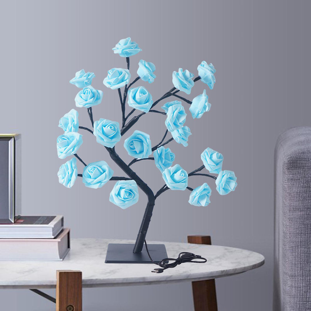 Vibrant Rose Tree LED Lamp for Enchanting Indoor Outdoor Glow Blue NaLani