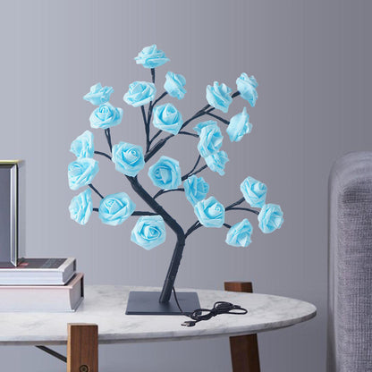 Vibrant Rose Tree LED Lamp for Enchanting Indoor Outdoor Glow Blue NaLani