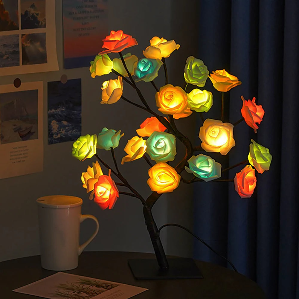 Vibrant Rose Tree LED Lamp for Enchanting Indoor Outdoor Glow Colorful NaLani