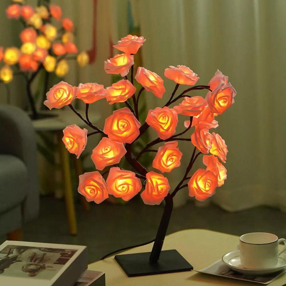 Vibrant Rose Tree LED Lamp for Enchanting Indoor Outdoor Glow NaLani