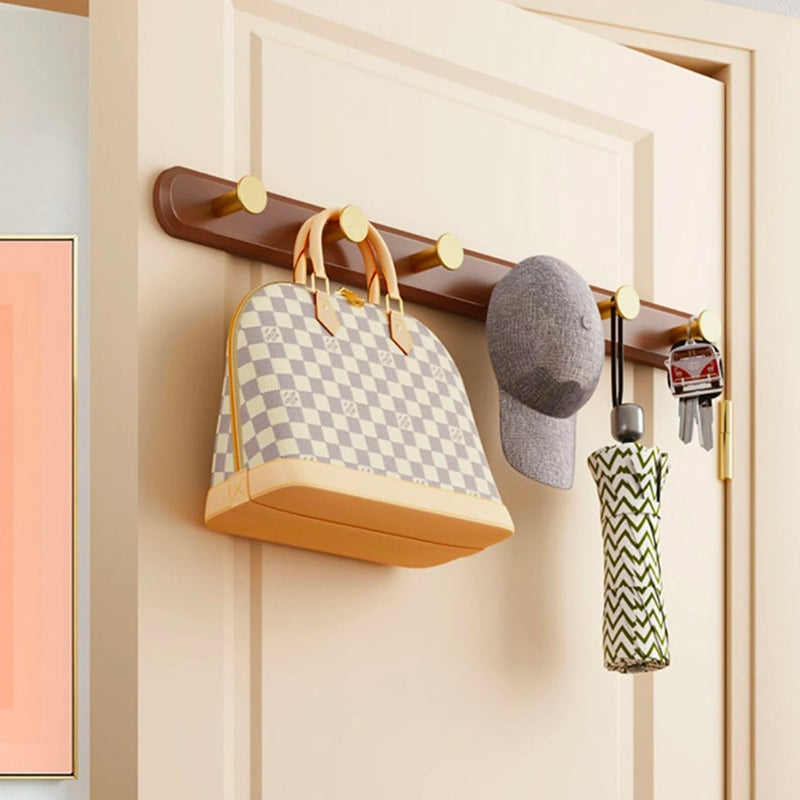Vintage Brown Wall Coat Rack with Hooks for Stylish Storage 6 hooks: 60 cm (L) x 4 cm (H) NaLani