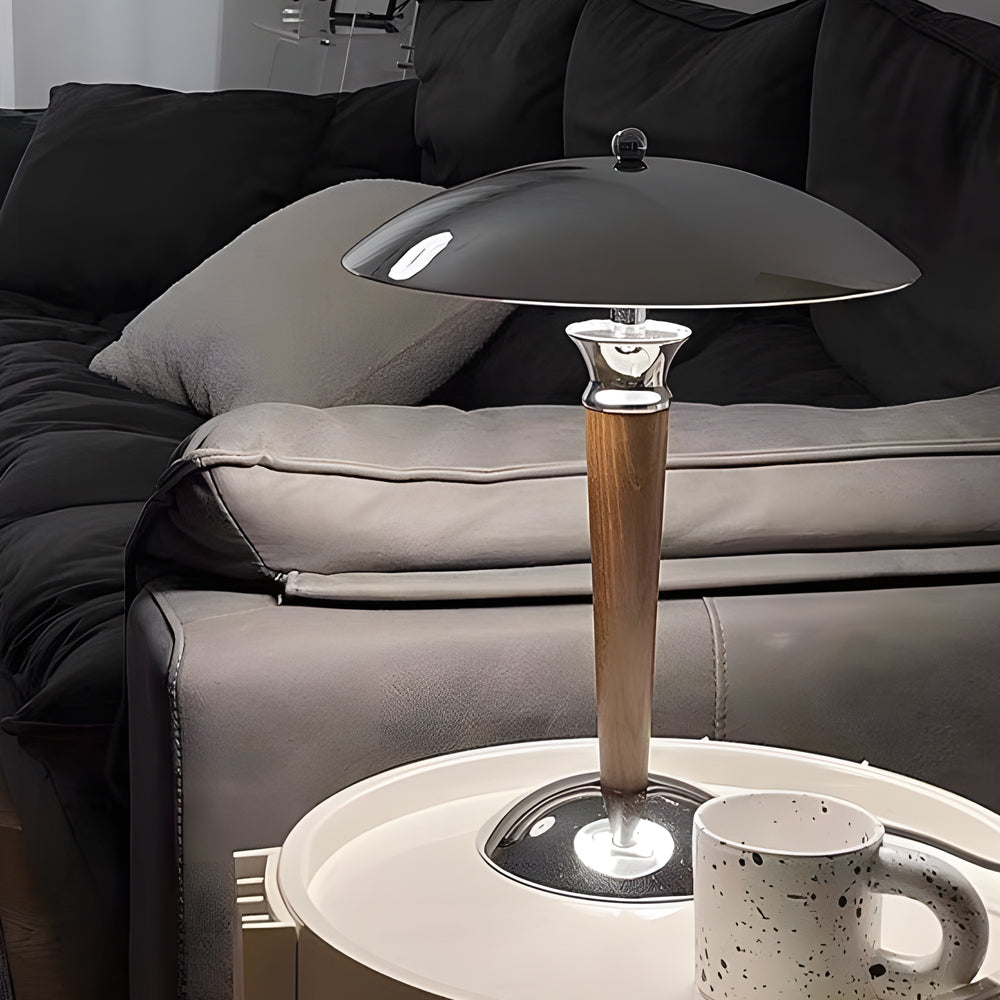 Vintage Chrome Iron Table Lamp with Mushroom Shade and 3-Stage Dimmer NALANI
