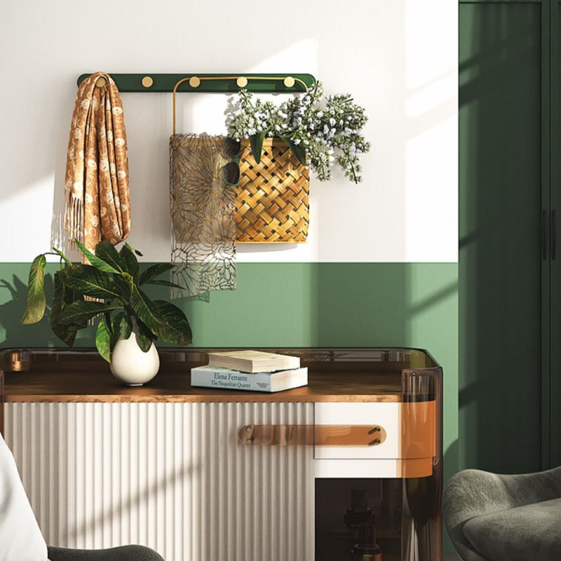 Vintage Green Wall Hook Rack for Coats and Jackets 5 hooks: 50 cm (L) x 4 cm (H) NaLani