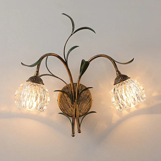 Vintage Style Bronze Crystal Wall Lamp for Home Decoration Width 340 x Height 430 mm Warm white NALANI