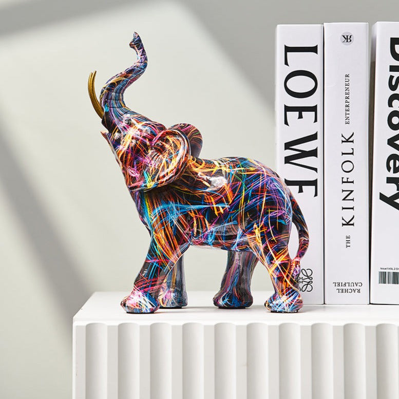 VivArt | Elephant Nordic Painted Statue for Home Decor Appeal Nordic Painted Large: 10.1 inch by 7.9 inch (25.8x20cm) NaLani