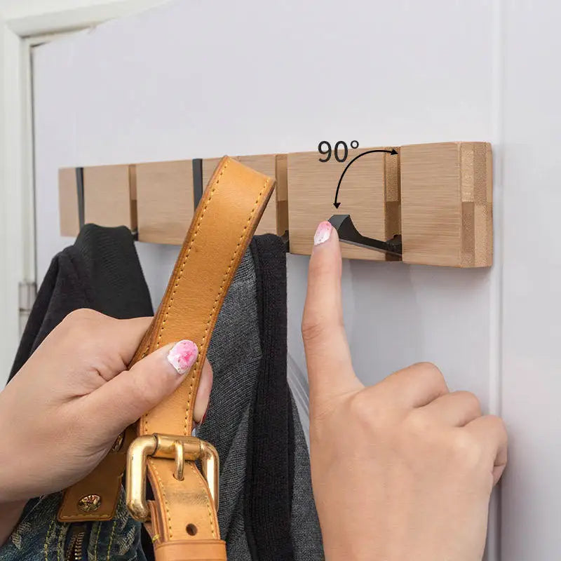 Wall Mounted Bamboo Coat Hook with 3 to 5 Hooks for Organization NaLani