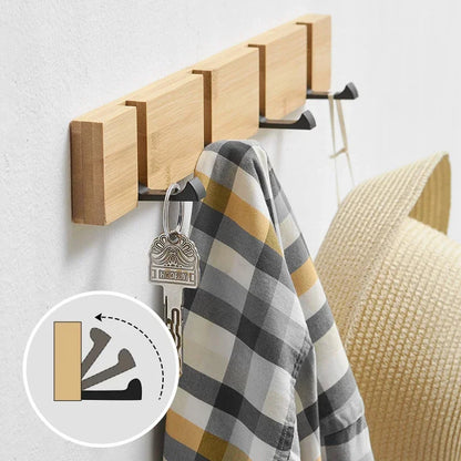 Wall Mounted Bamboo Coat Hook with 3 to 5 Hooks for Organization NaLani