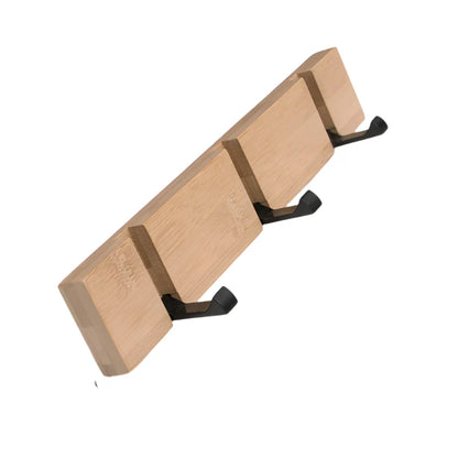 Wall Mounted Bamboo Coat Hook with 3 to 5 Hooks for Organization Bamboo-3 hooks NaLani