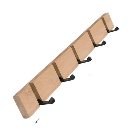 Wall Mounted Bamboo Coat Hook with 3 to 5 Hooks for Organization Bamboo-5 hooks NaLani