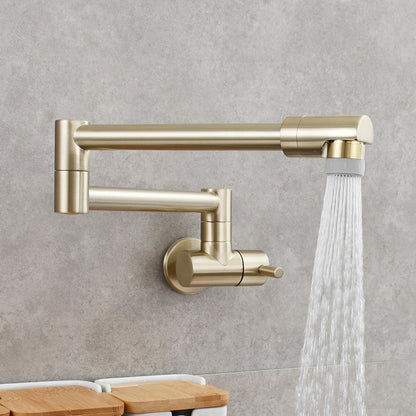 Wall Mounted Pot Filler Faucet With Pull Down Spout Handle Champagne Gold NALANI