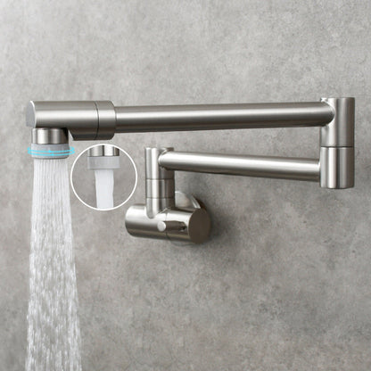 Wall Mounted Pot Filler Faucet With Pull Down Spout Handle Nickel NALANI