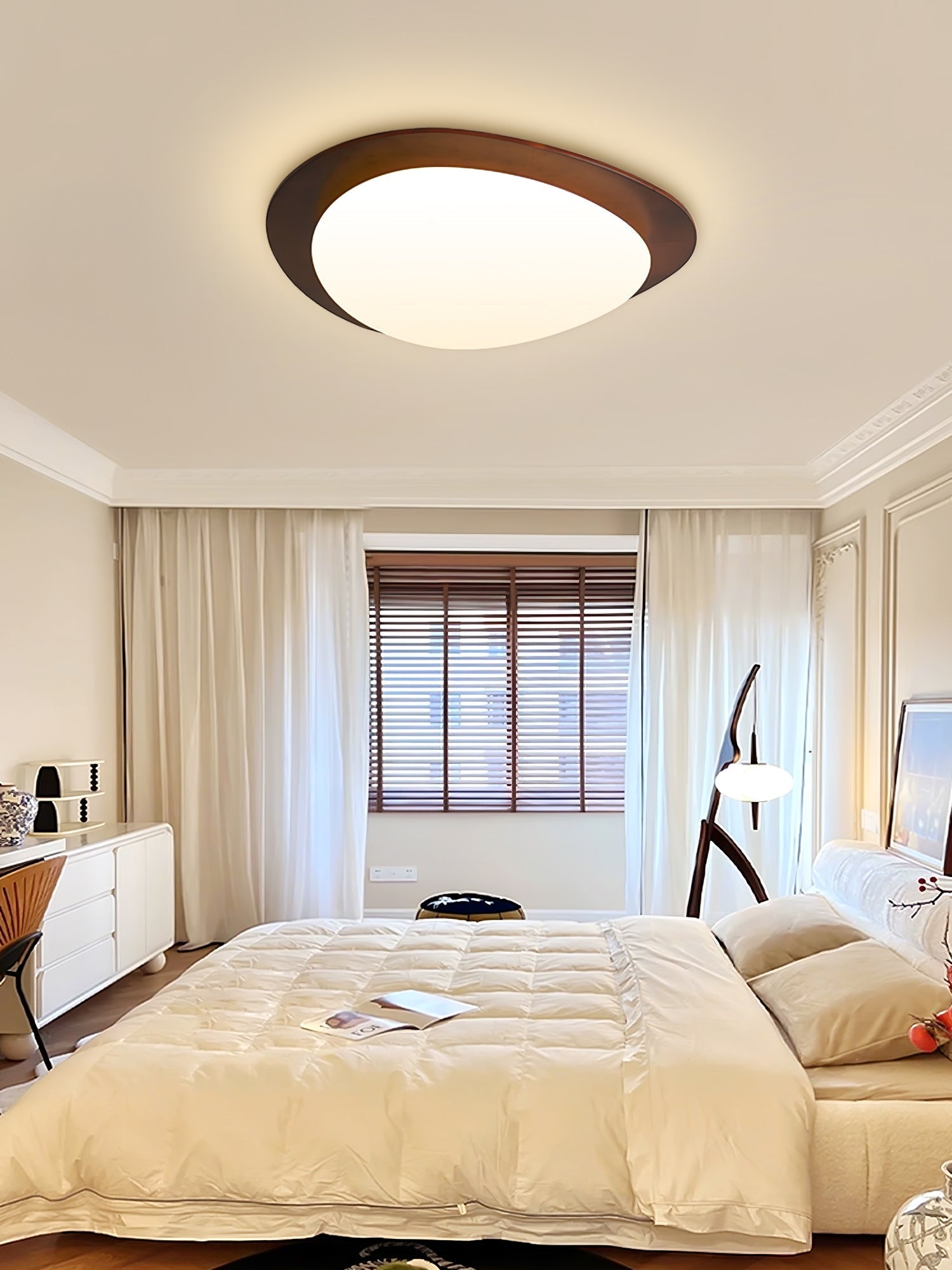 Walnut Ceiling Light Modern LED Flush Mount Fixture NALANI