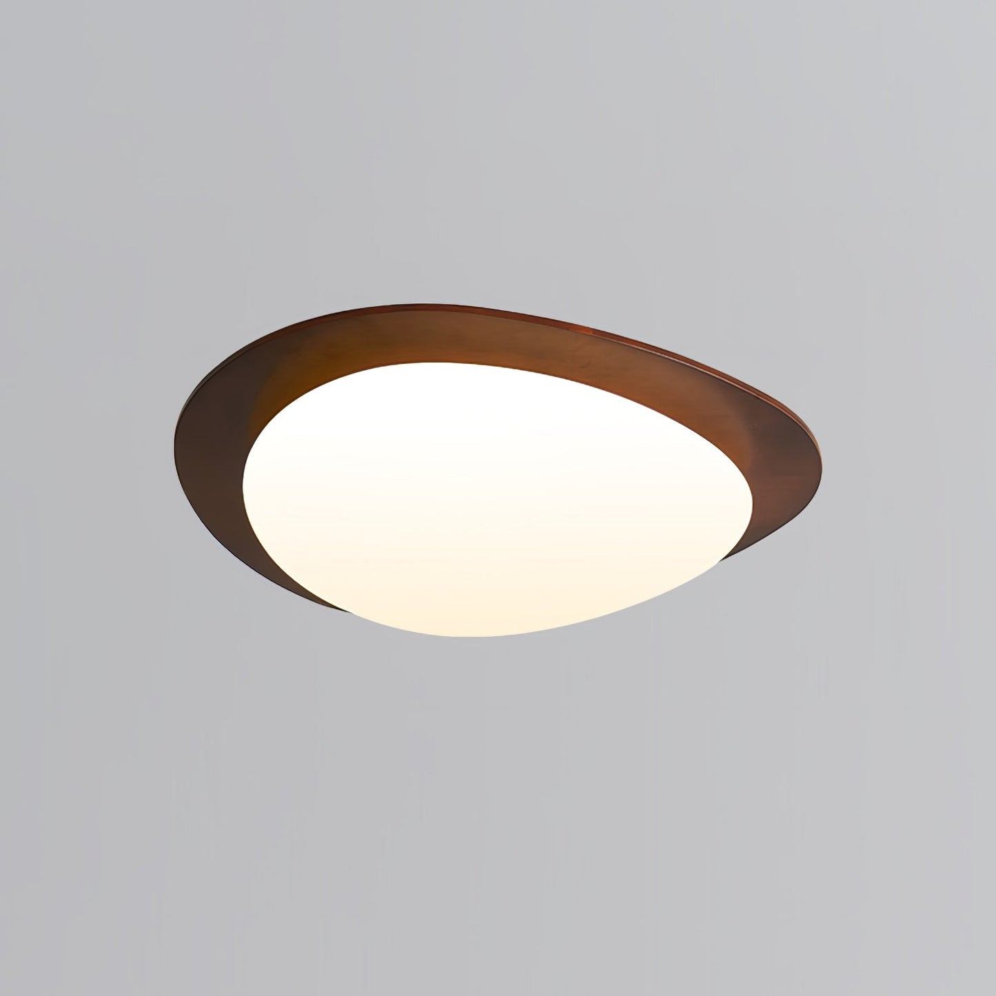 Walnut Ceiling Light Modern LED Flush Mount Fixture ∅ 15″ x H 3.1″ Dia 38cm x H 8cm Walnut Wood NALANI