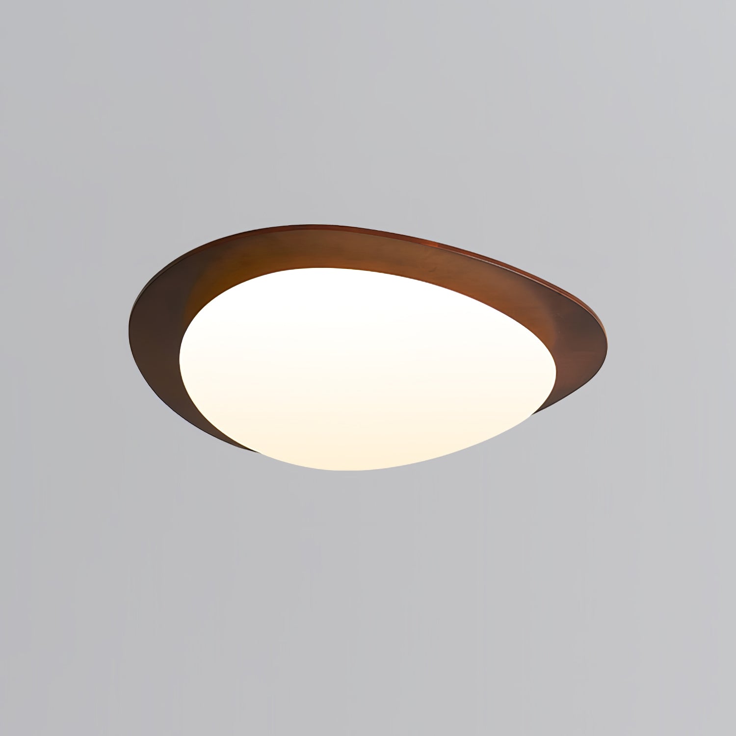 Walnut Ceiling Light Modern LED Flush Mount Fixture ∅ 15″ x H 3.1″ Dia 38cm x H 8cm Walnut Wood NALANI