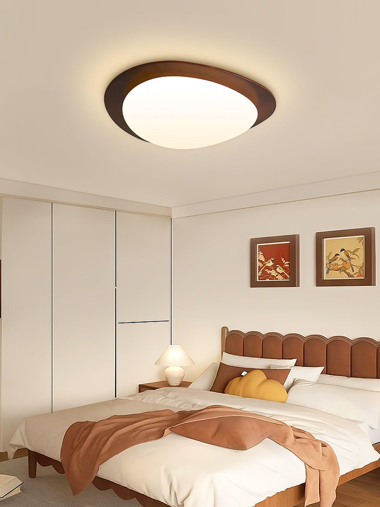 Walnut Ceiling Light Modern LED Flush Mount Fixture NALANI